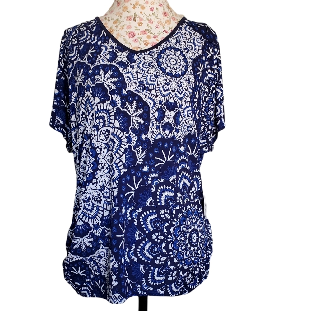 Women's Naïf Blue Blouse Short Sleeve Top XL